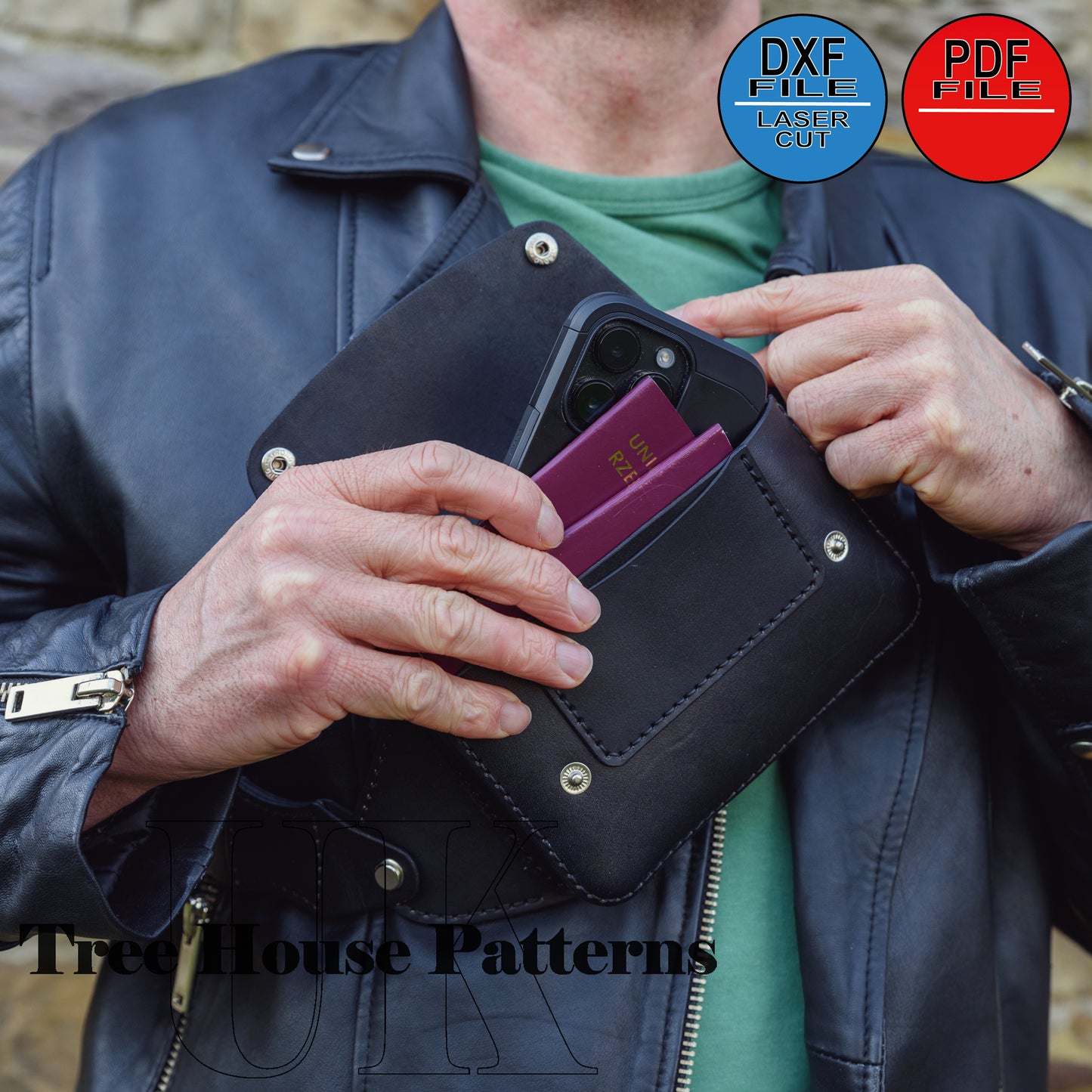 Utility bag leather pattern DXF and PDF, sling bag leather pattern, passport holder laser pattern