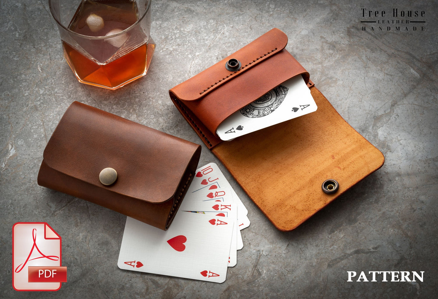 Playing card case leather pattern PDF