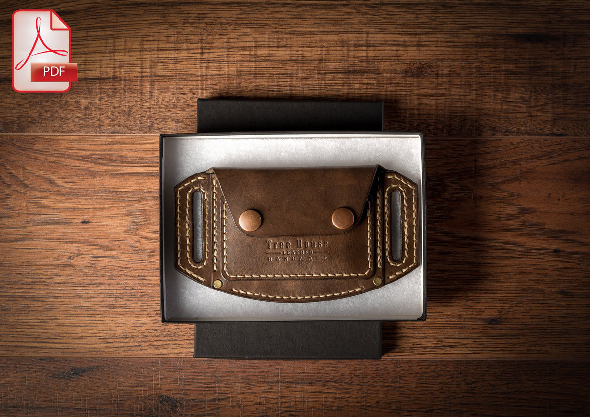 Belt wallet leather pattern PDF DXF - card holder digital template