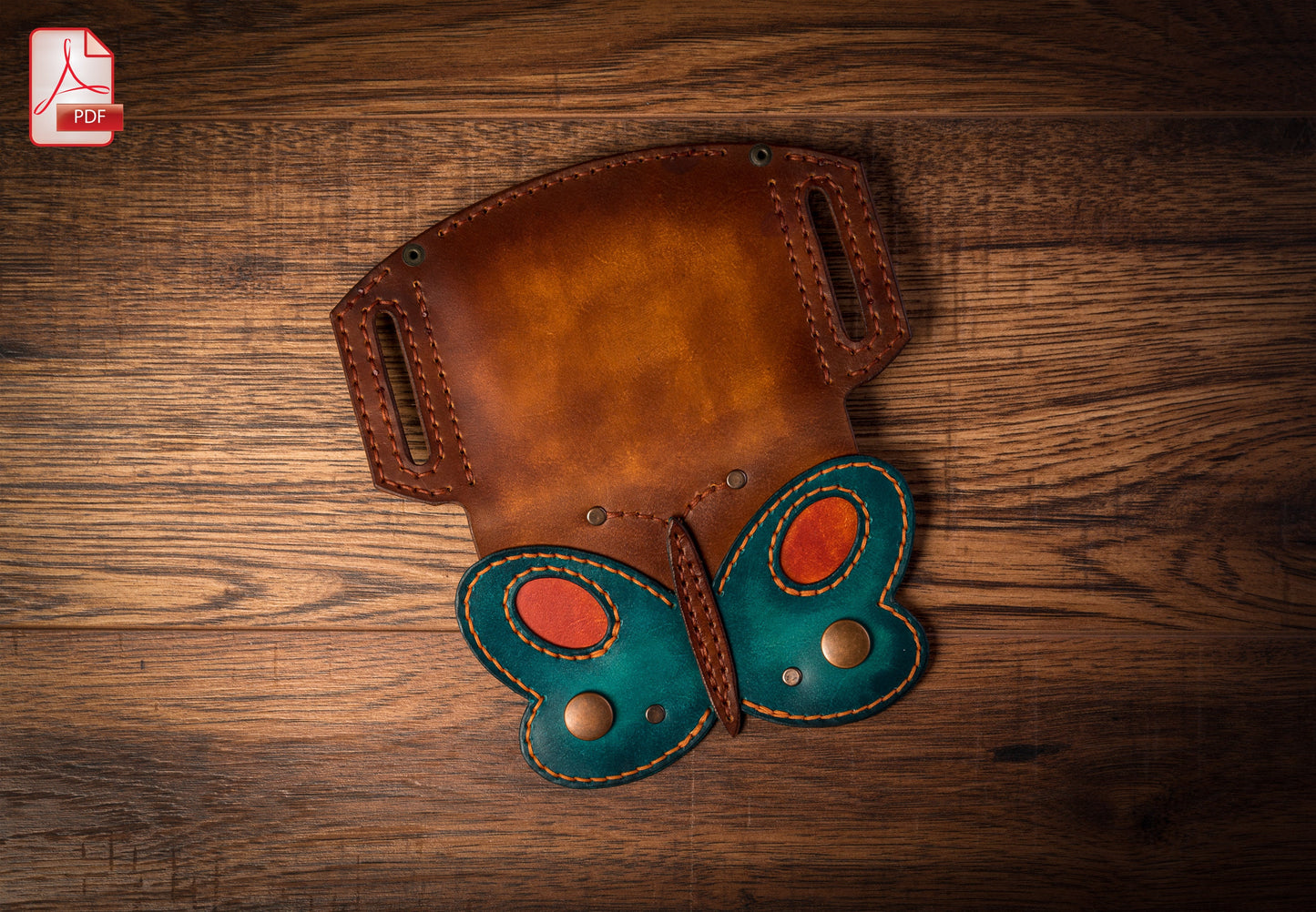 Butterfly belt wallet leather pattern PDF