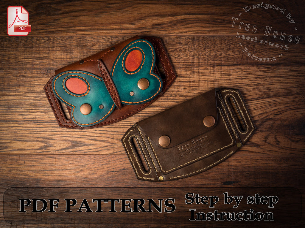 Wallet leather pattern PDF, coin purse digital template