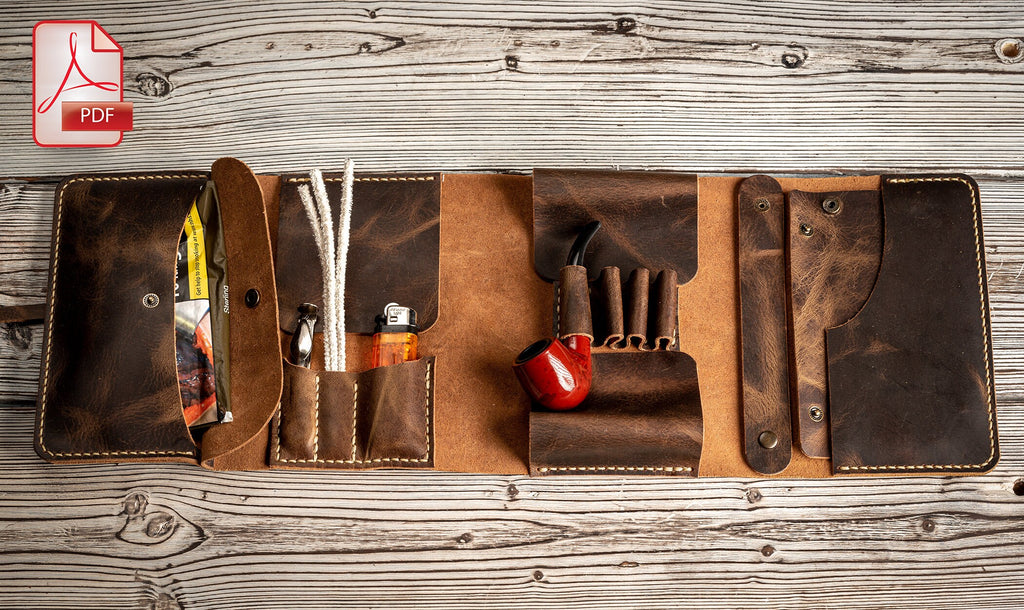 Leather Pipe Pouch Pattern, Tobacco Case (PDF Pattern)