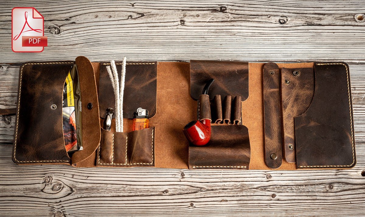 Leather Pipe Pouch Pattern, Tobacco Case (PDF Pattern)