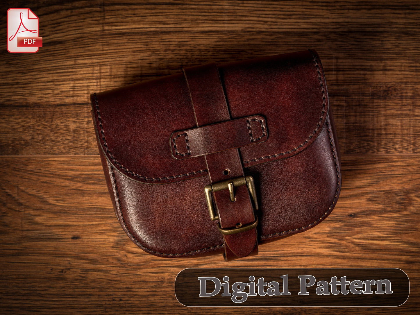 Belt bag leather pattern PDF, waist bag digital template