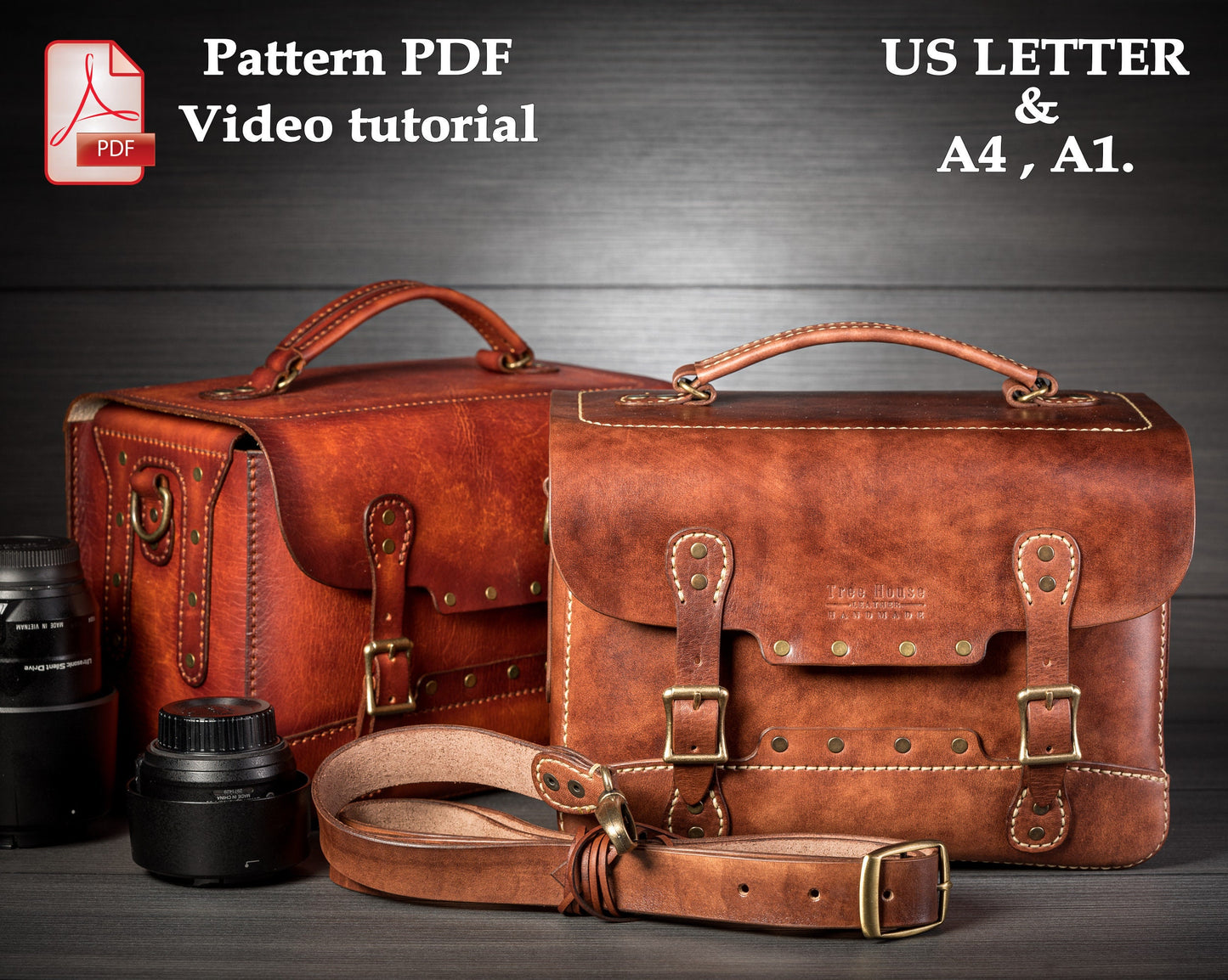 DLSR camera bag leather pattern PDF