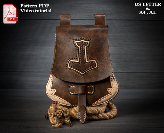 Medieval belt bag leather pattern PDF