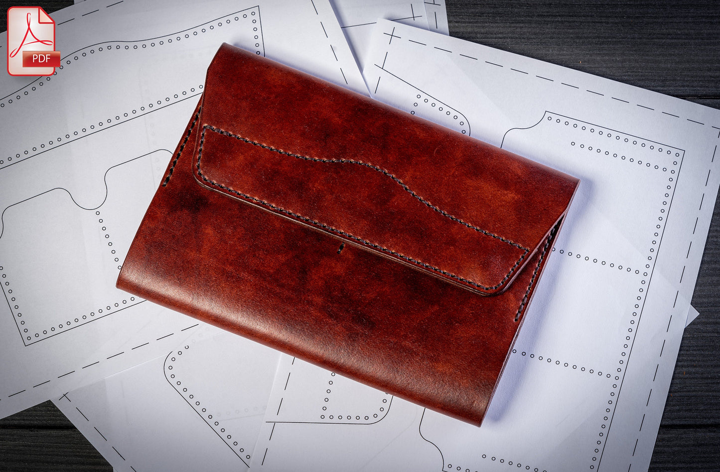 Travel documents holder leather pattern PDF