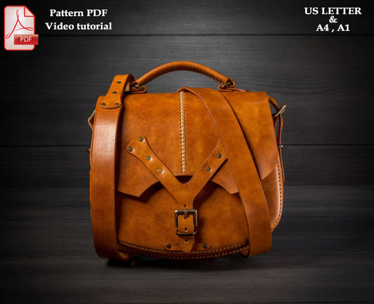 Shoulder bag leather pattern PDF - saddle bag digital template