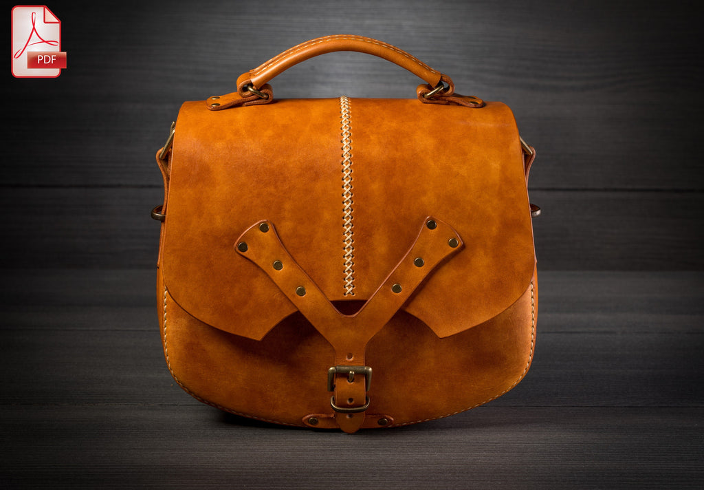 Shoulder Bag Pattern PDF, Leather Saddle Bag Template
