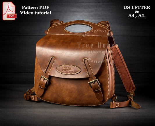 Backpack leather pattern PDF - rucksack digital template