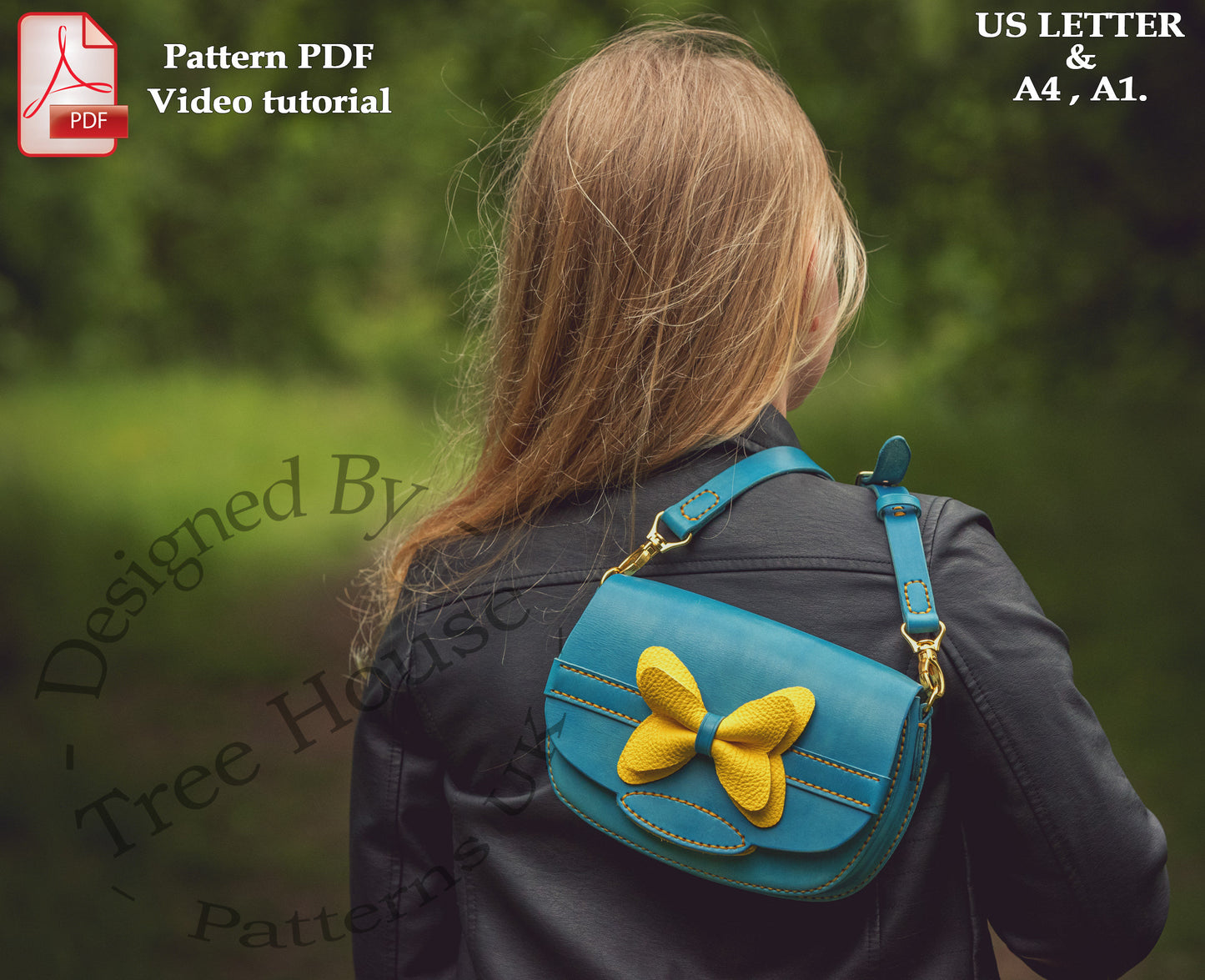 Shoulder bag leather pattern PDF - small bag digital template