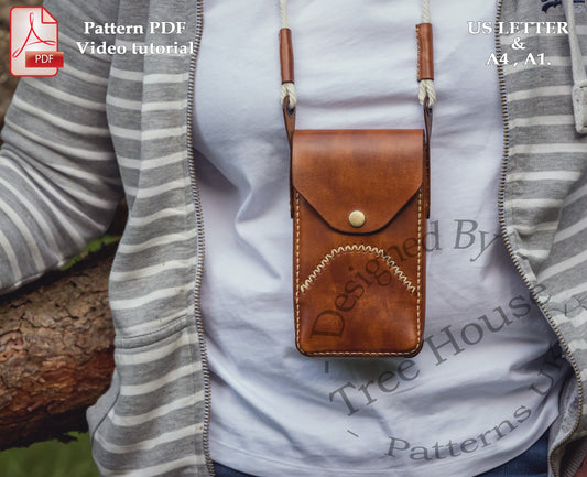 Neck phone bag leather pattern PDF