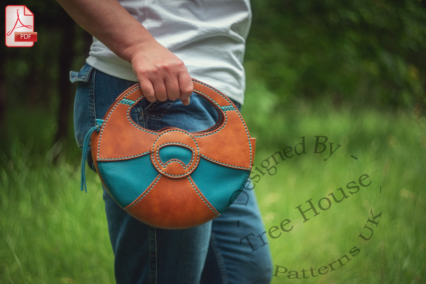 Round handbag leather pattern PDF - leather bag digital template