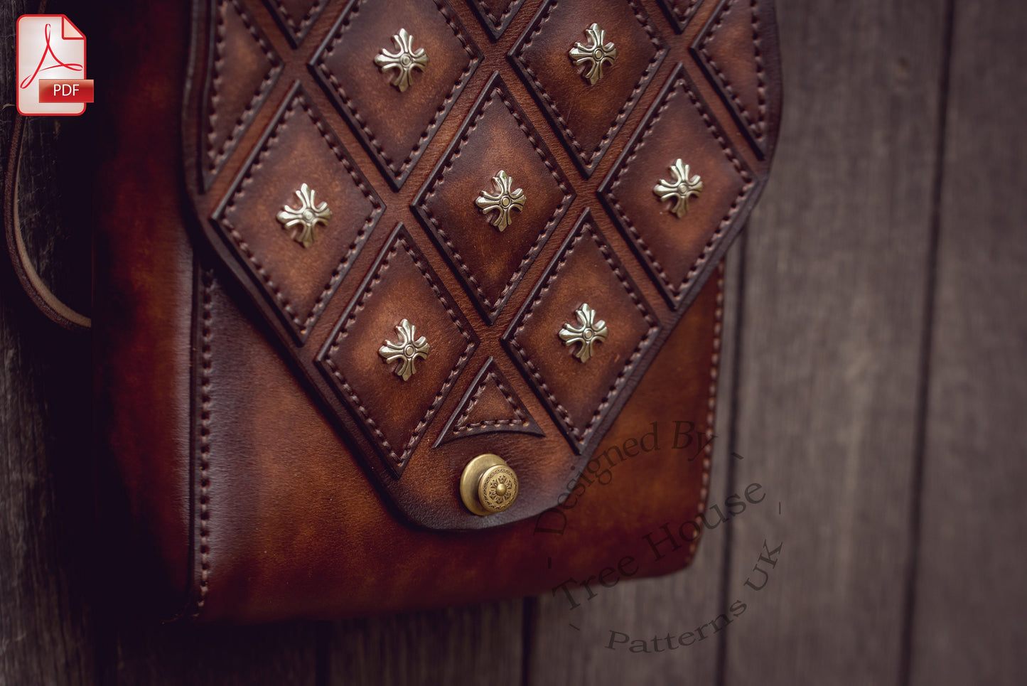 Medieval crossbody - shoulder bag leather pattern PDF