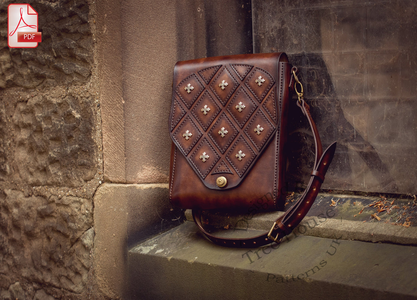 Medieval crossbody - shoulder bag leather pattern PDF