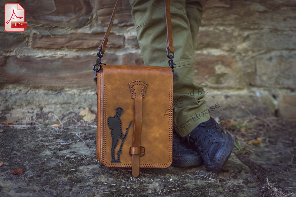 Leather Military Shoulder Bag PDF Pattern: Poppy & Tommy Bag (A4, US Letter)