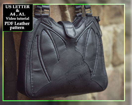 Bat tote bag - shoulder bag leather pattern PDF