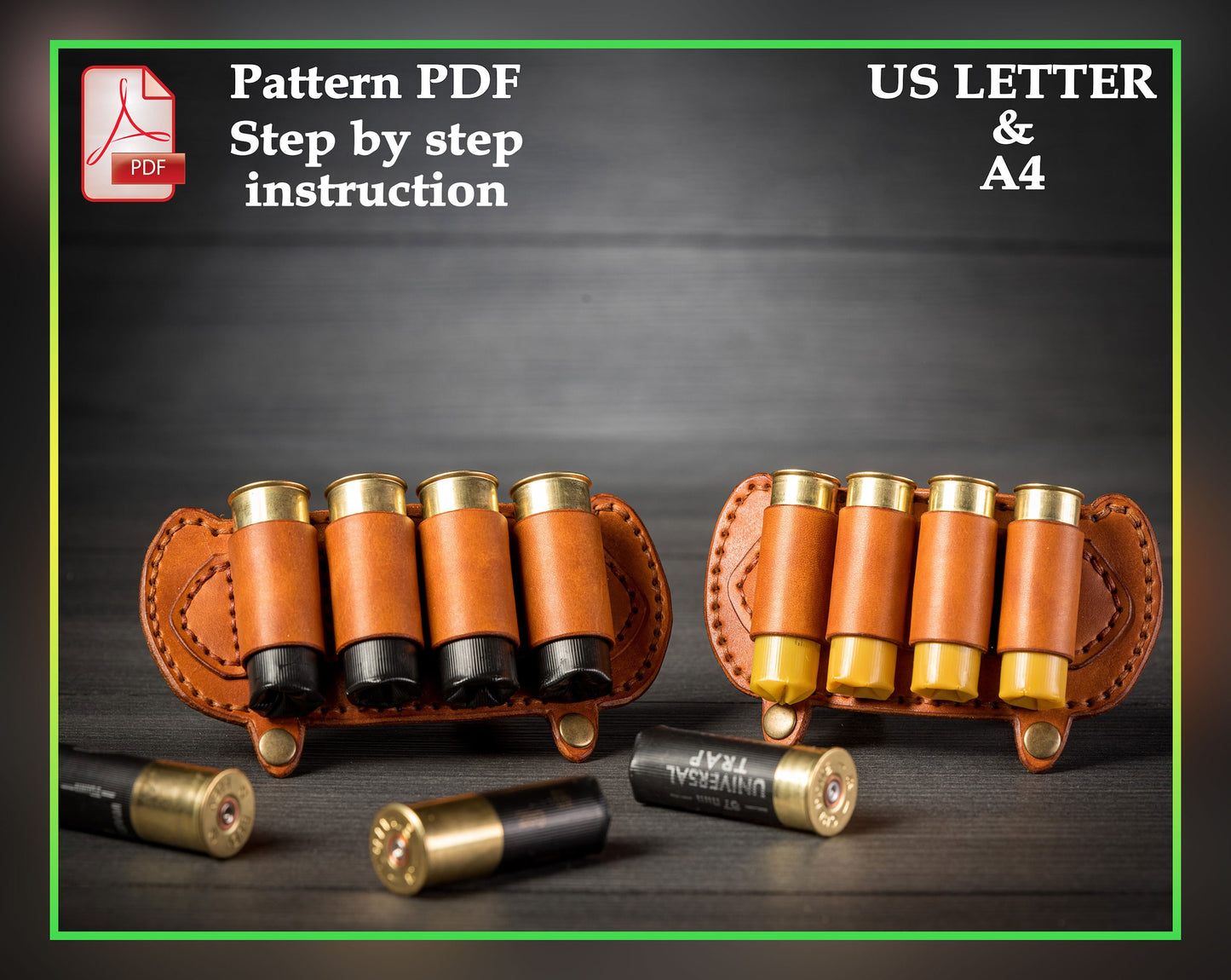 Cartridge holder leather pattern PDF - 12 & 20 gauge bandolier