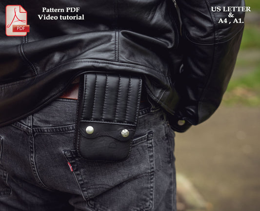 Biker belt bag leather pattern PDF - waist bag digital template