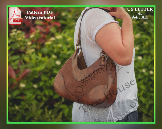 Shoulder bag leather pattern PDF - small tote digital template