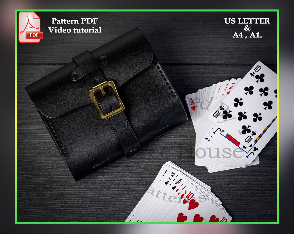 Double deck playing card case leather pattern PDF