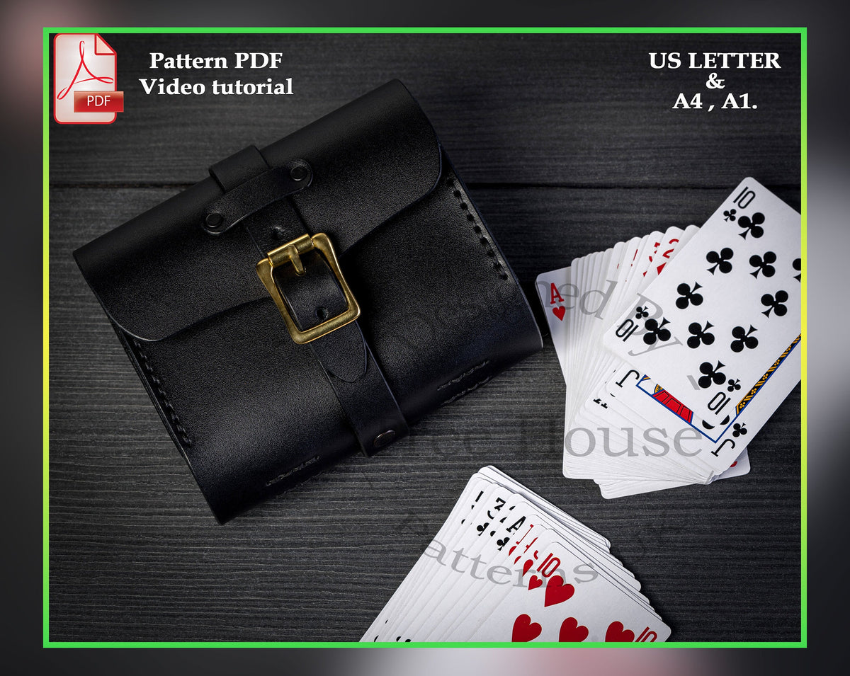 Double deck playing card case leather pattern PDF