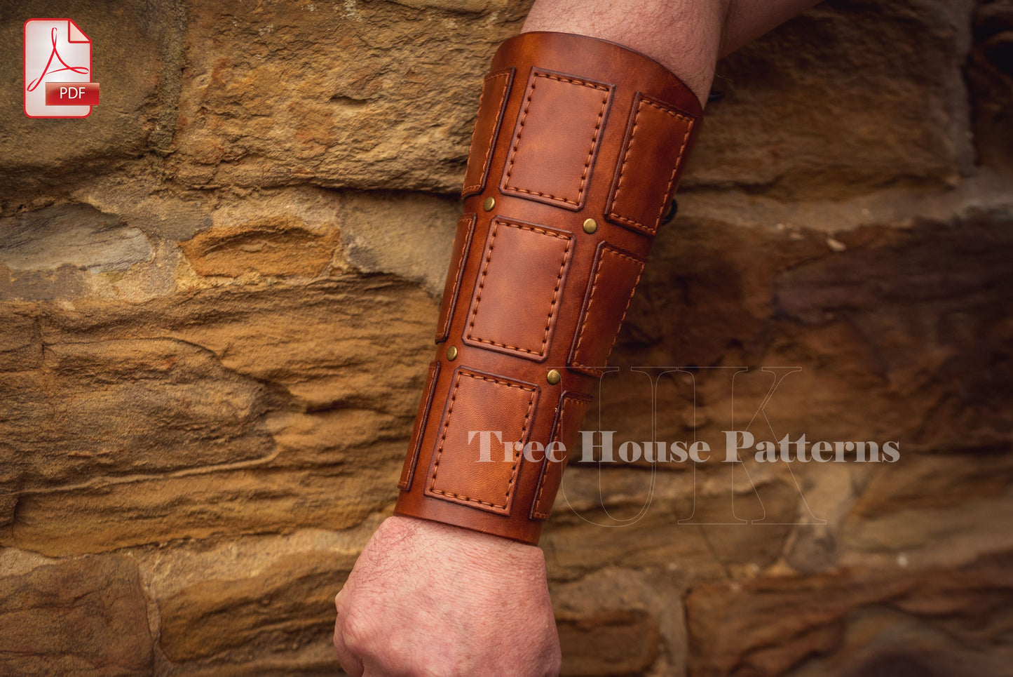 Belt bag and arm guard leather pattern PDF - medieval waist bag digital template