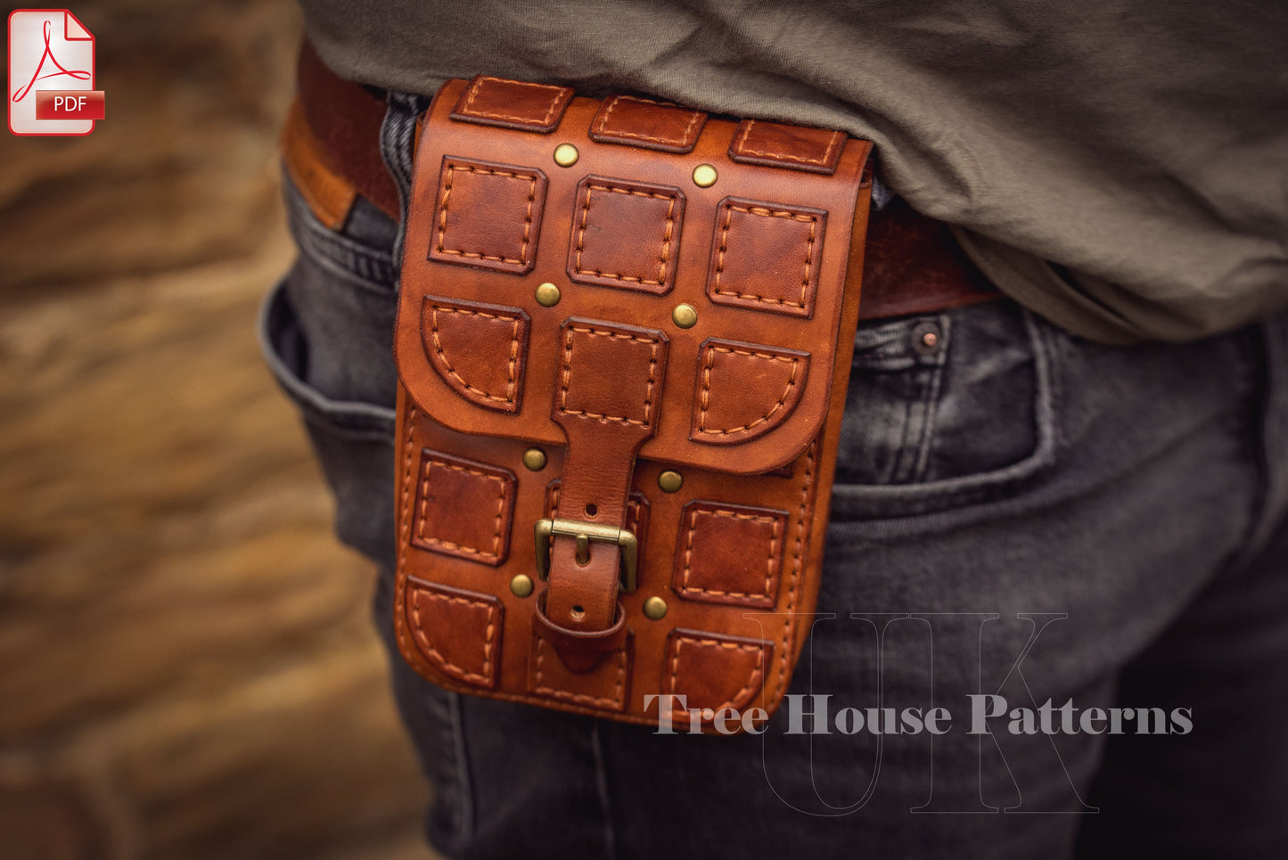 Belt bag and arm guard leather pattern PDF - medieval waist bag digital template