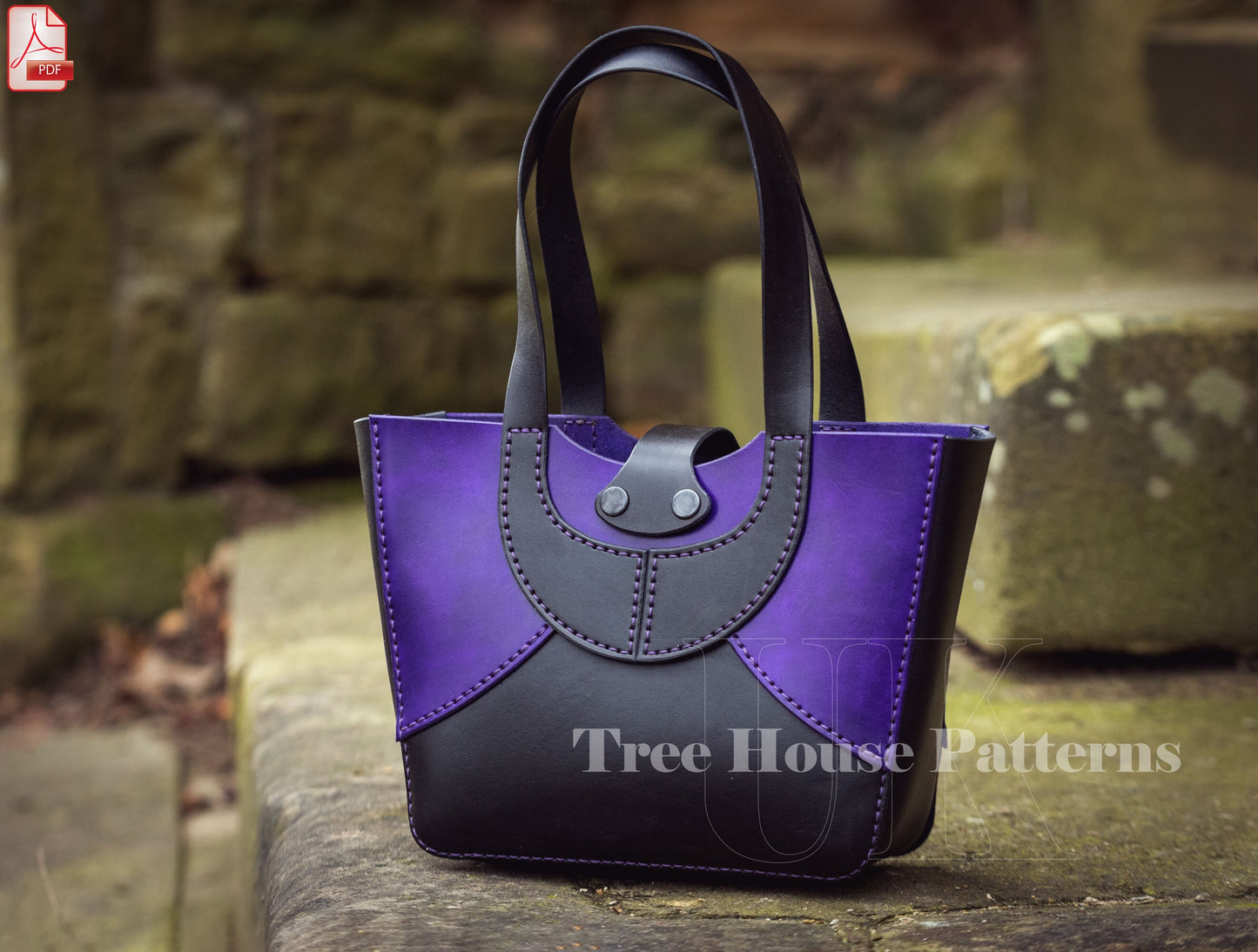 Tote bag in three sizes leather pattern PDF