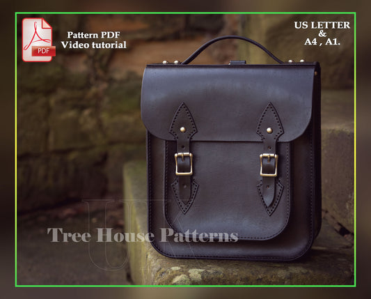 Old school backpack leather pattern PDF - rucksack digital template