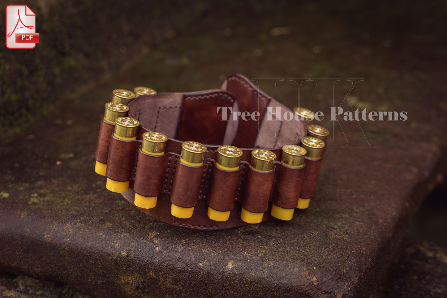 Cartridge holder 12 & 20 gauge leather pattern PDF - bandolier digital template