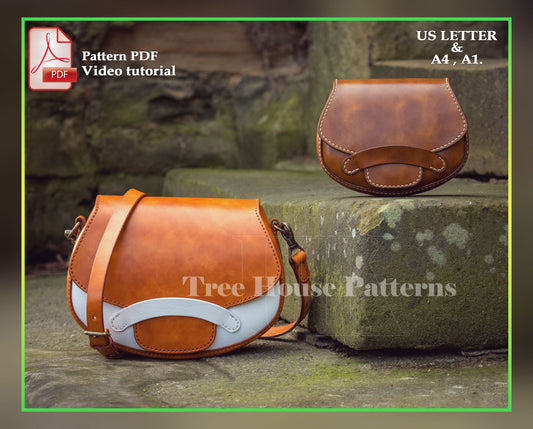 Saddle bag leather pattern PDF - crossbody bag digital template