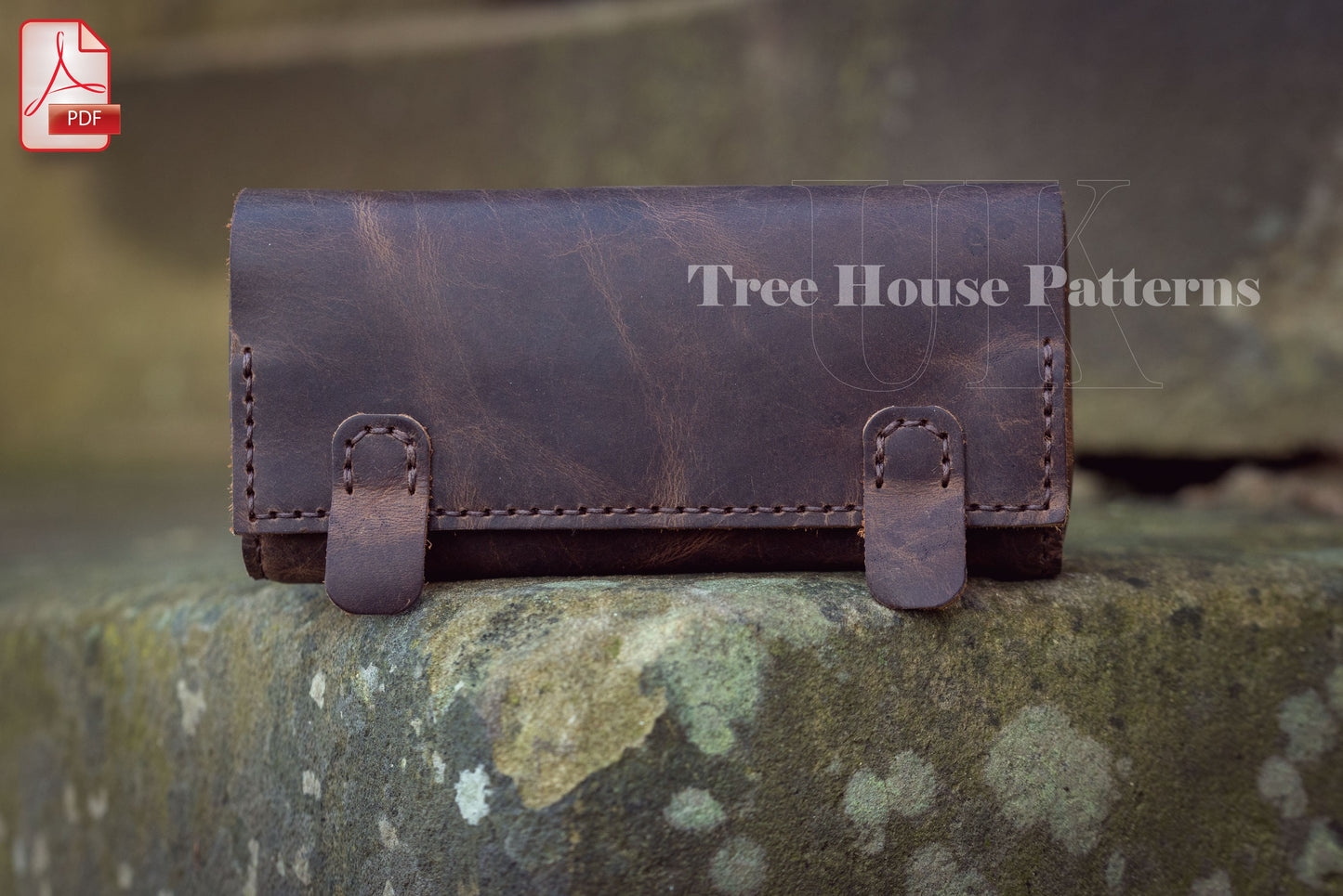 Tobacco pouch leather pattern PDF - belt bag leather digital template