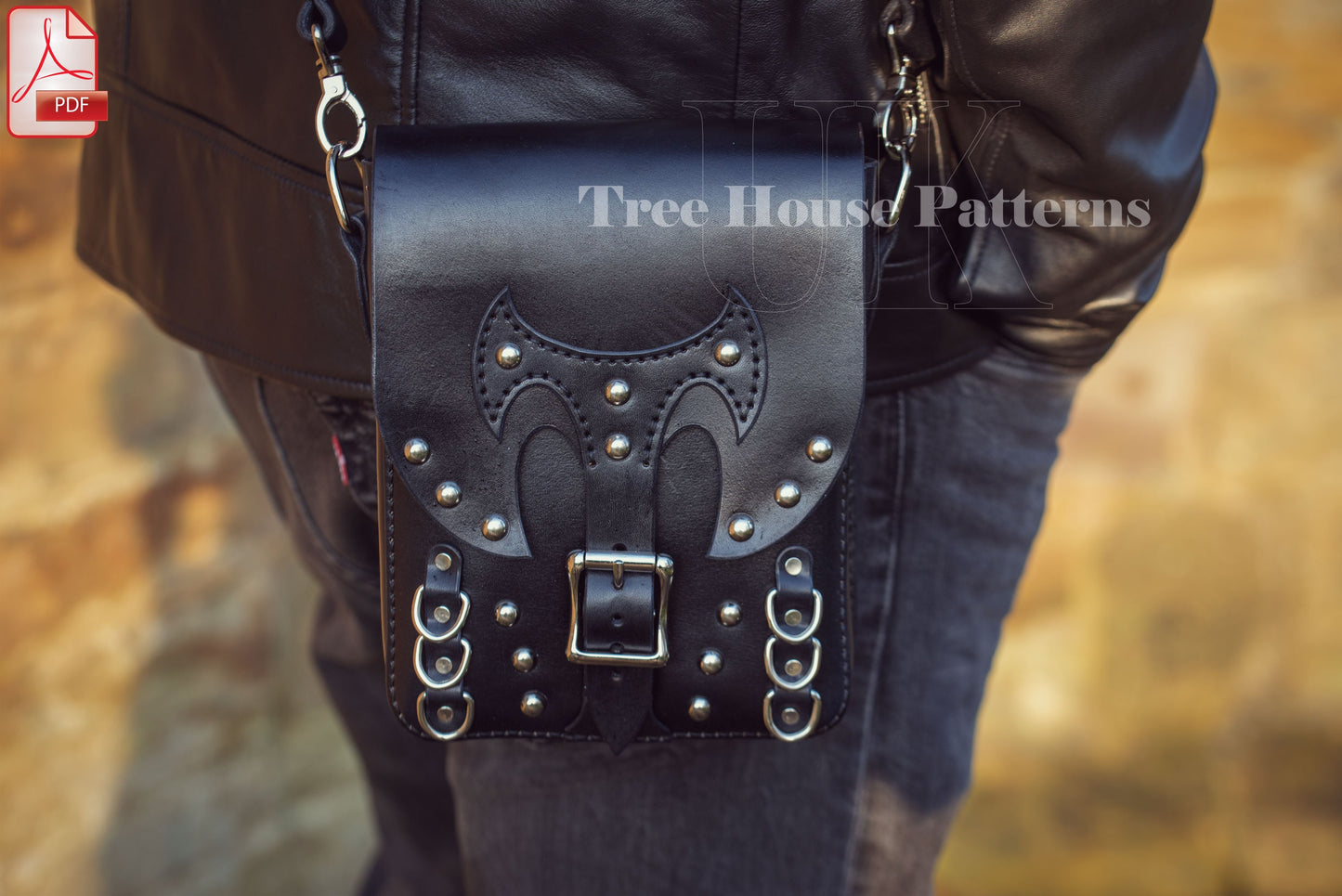 Military bag leather pattern PDF - goth bag digital template