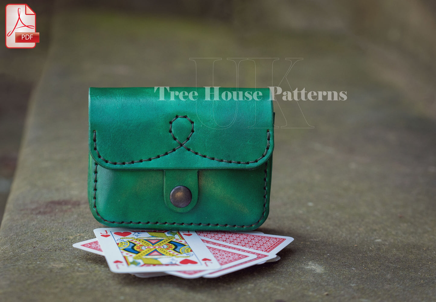 Double deck playing card case leather pattern PDF