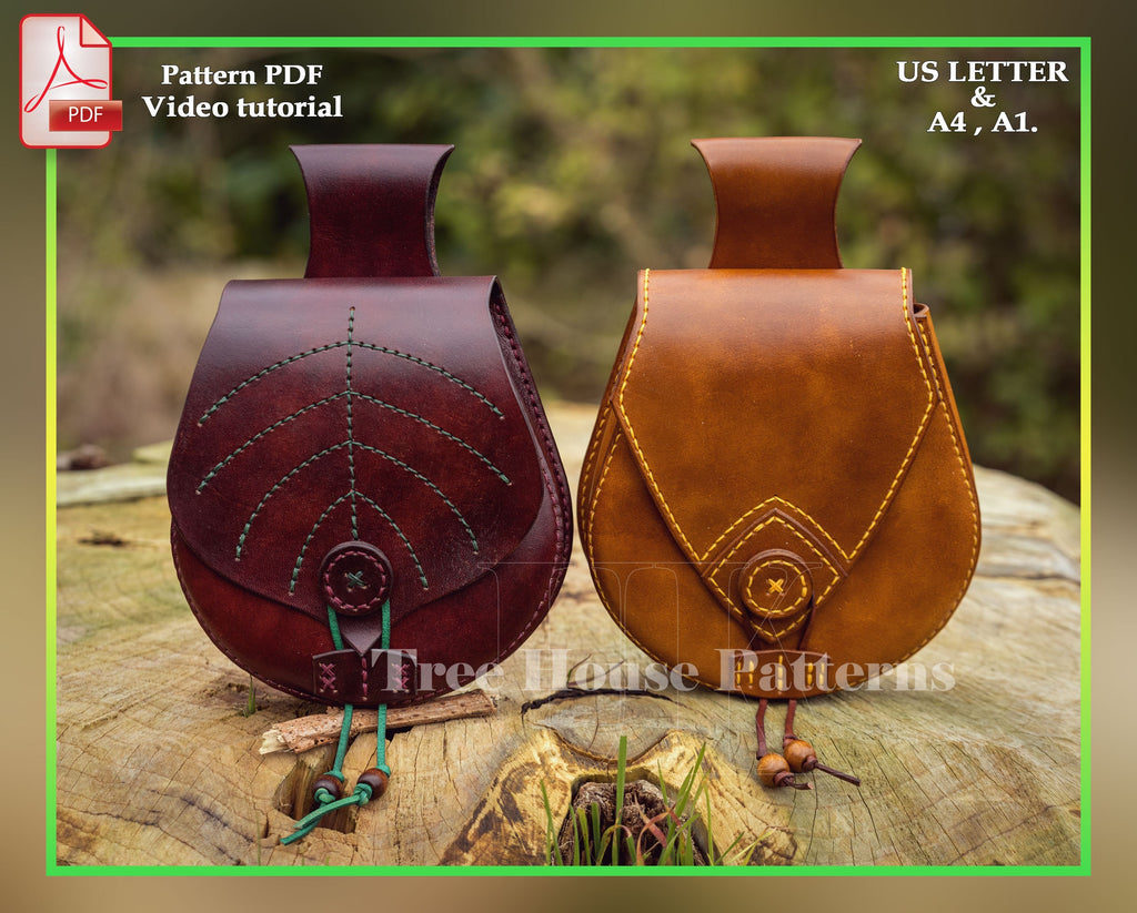 Medieval belt bag leather pattern PDF