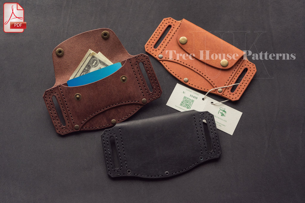 Belt Wallet Pattern PDF, Leather Card Holder Digital Template