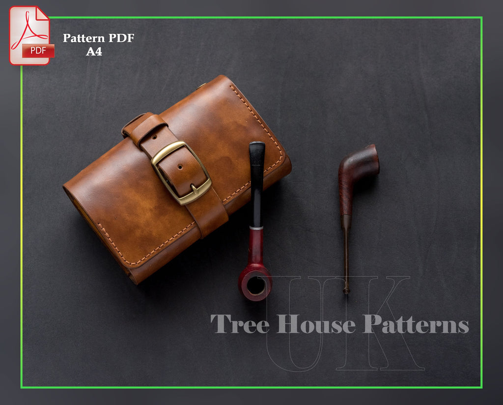 Leather Pipe Pouch Pattern PDF, Tobacco Case