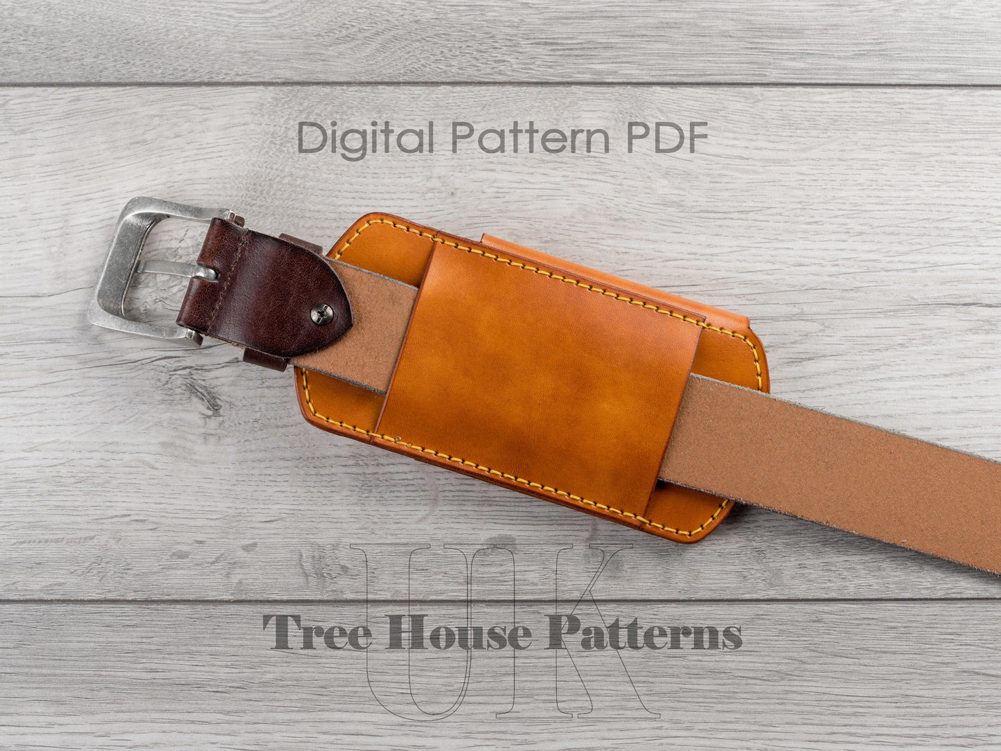 Belt wallet with key holder leather pattern PDF