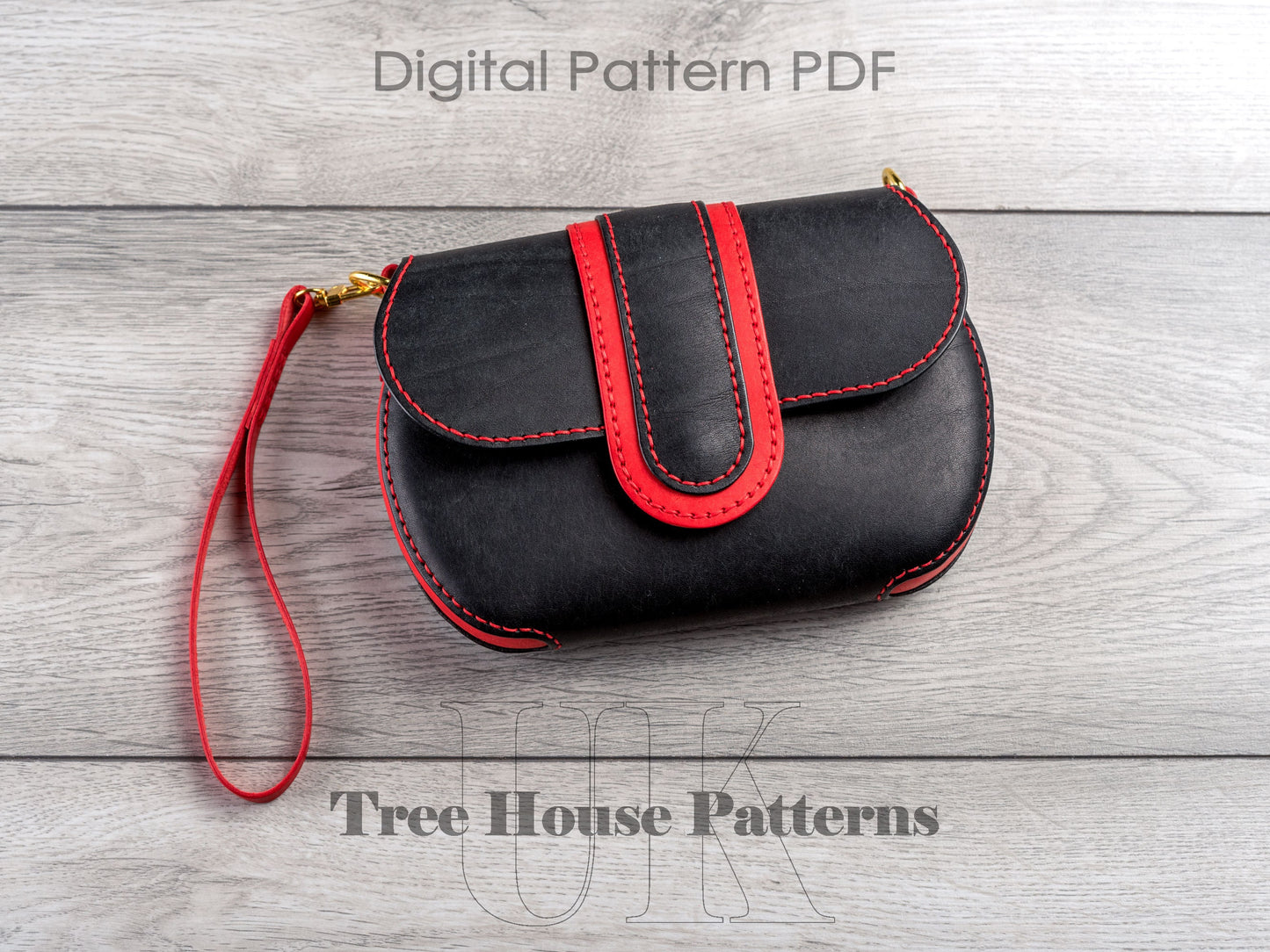 Shoulder bag leather pattern PDF - clutch bag digital template