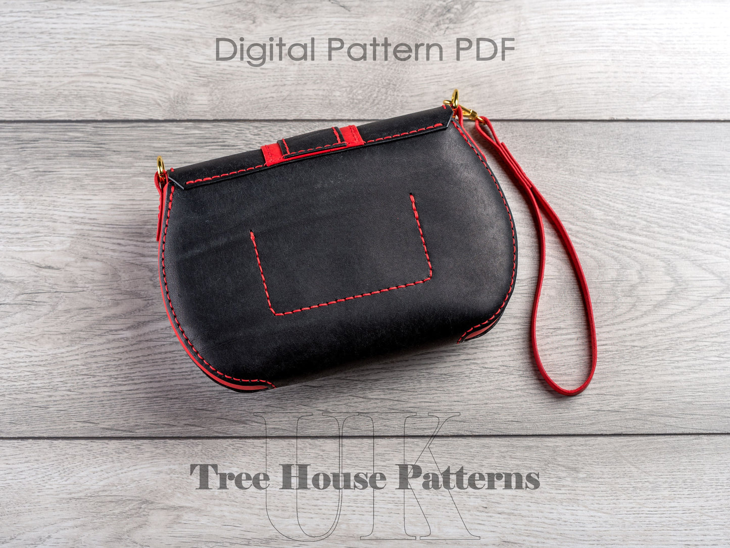 Shoulder bag leather pattern PDF - clutch bag digital template