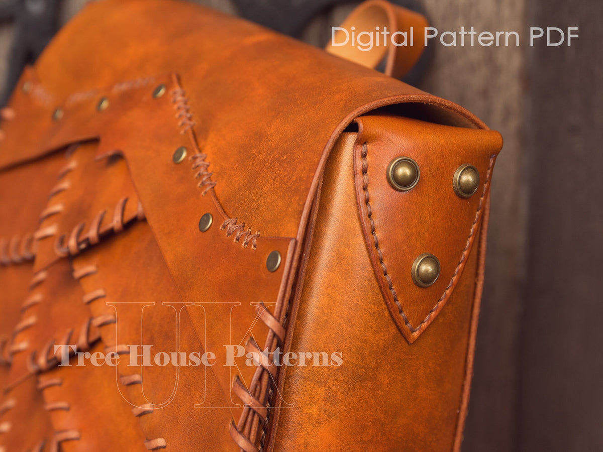 Backpack leather pattern PDF - rucksack digital template