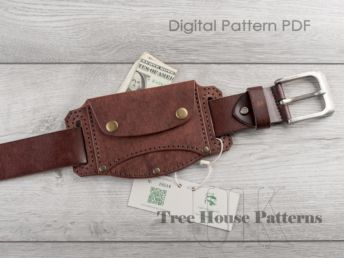 Belt Wallet Pattern PDF, Leather Card Holder Digital Template