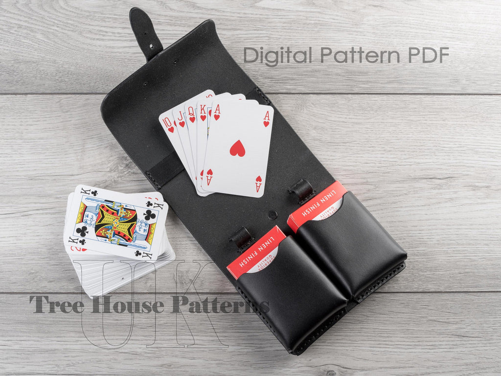 Double deck playing card case leather pattern PDF