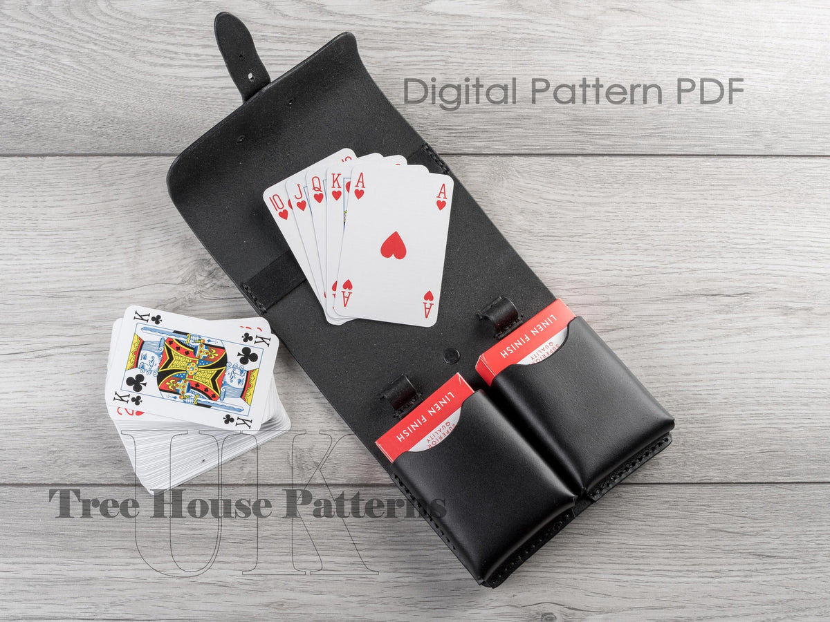 Double deck playing card case leather pattern PDF