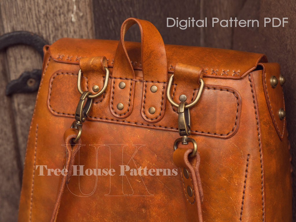 Backpack leather pattern PDF - rucksack digital template