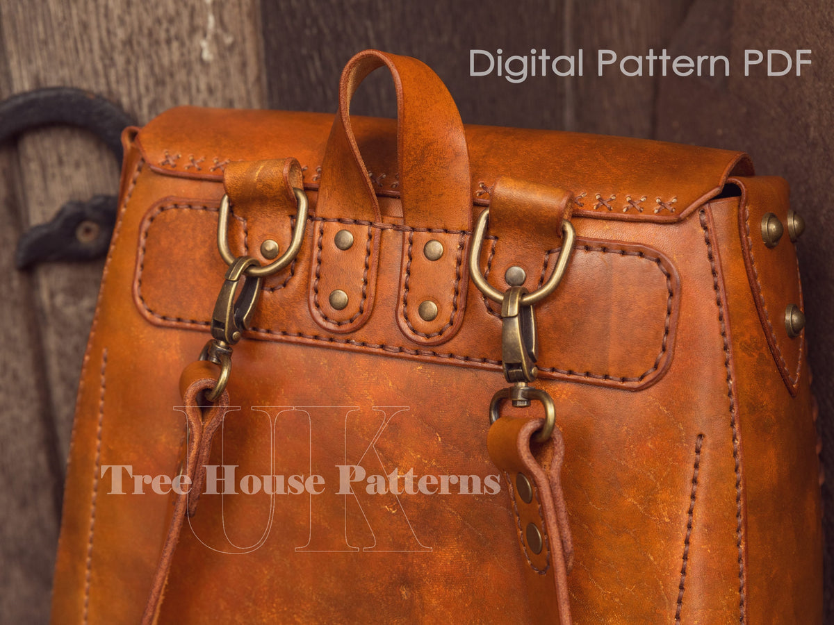 Backpack leather pattern PDF - rucksack digital template