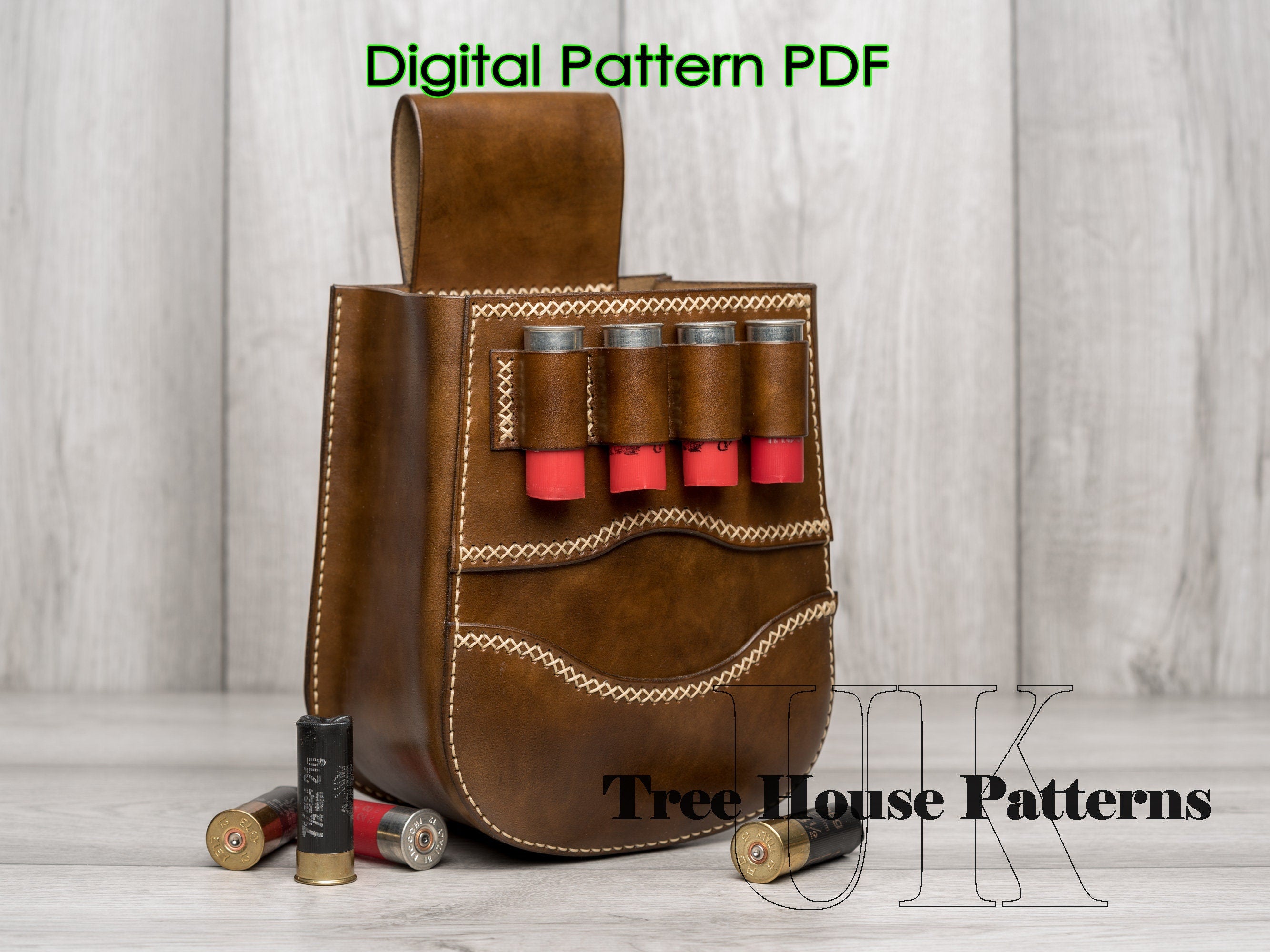 Cartridge pouch Shotgun holder leather pattern PDF Treehouse Patterns