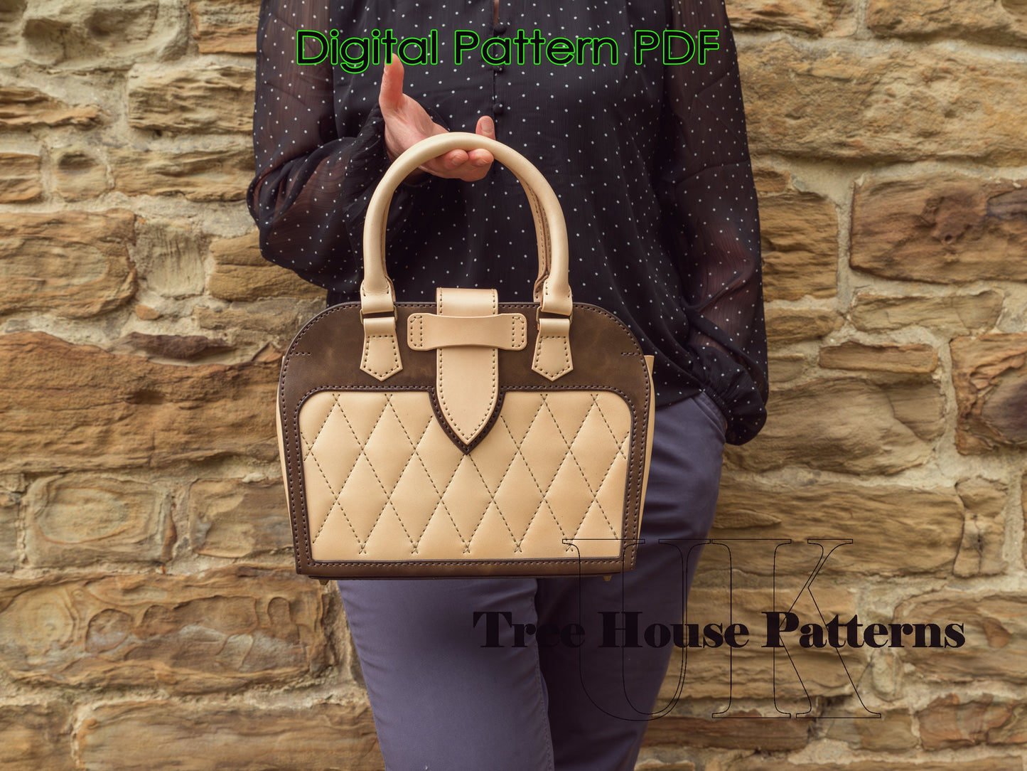 Office handbag leather pattern PDF - women purse digital template