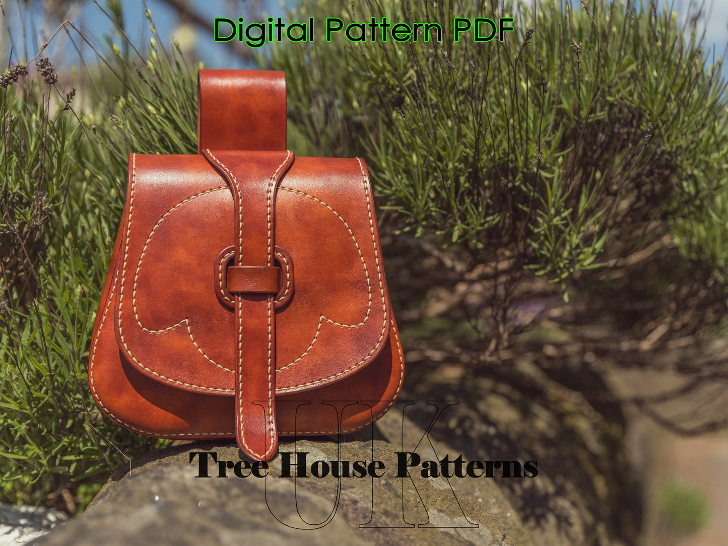 Medieval crossbody bag leather pattern PDF - belt bag digital template